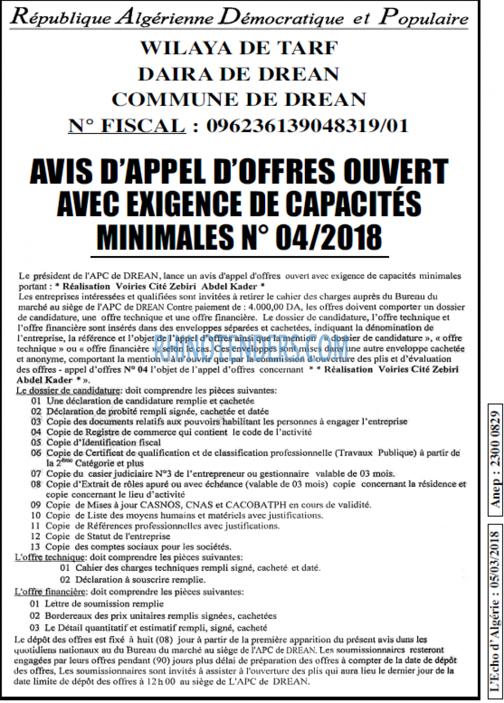 L'ECHO D'ALGERIE