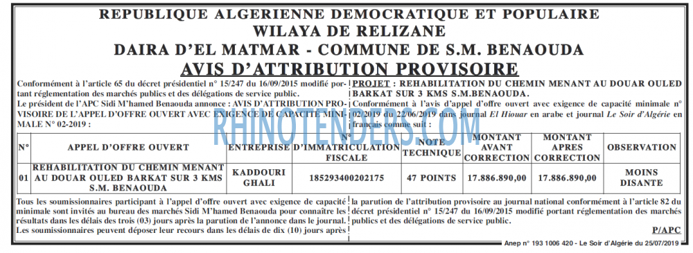 LE SOIR D'ALGERIE