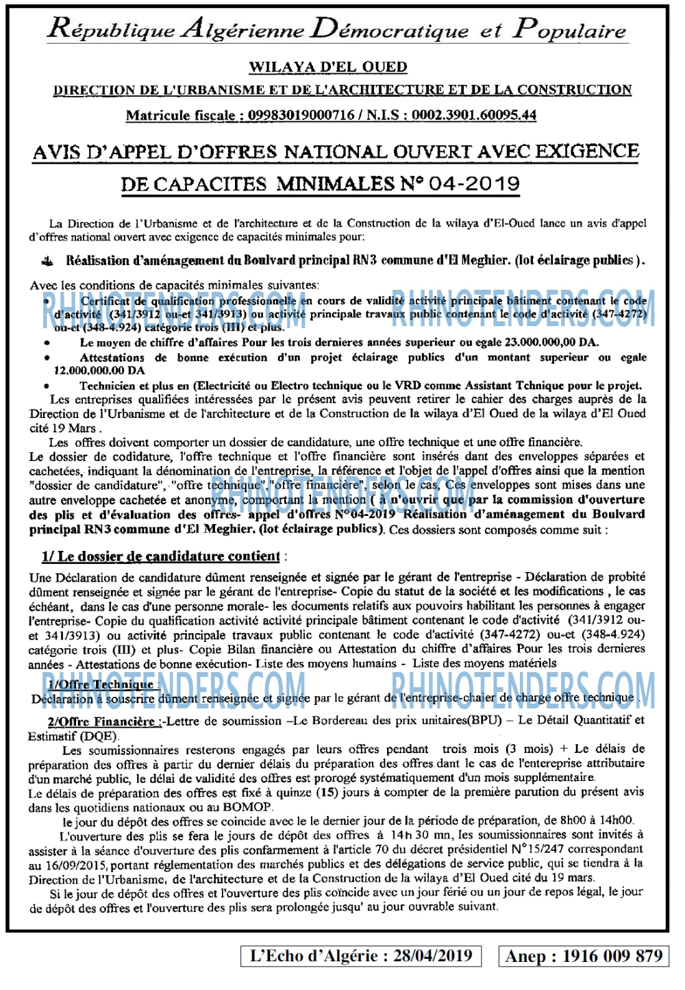 L'ECHO D'ALGERIE