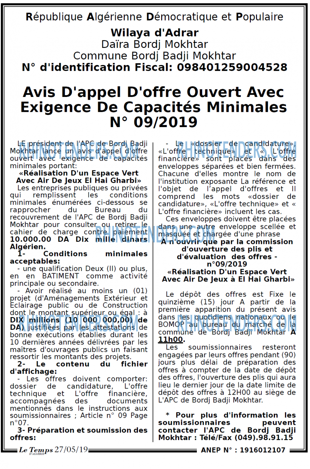 LE TEMPS D'ALGERIE