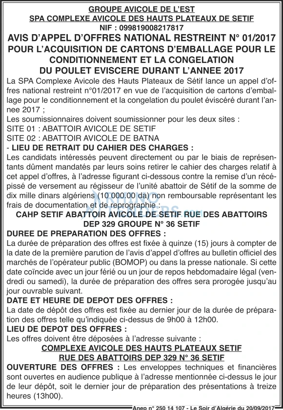 LE SOIR D'ALGERIE