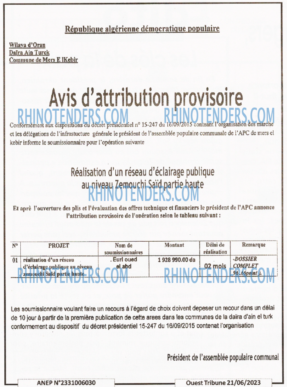 ouest TRIBUNE