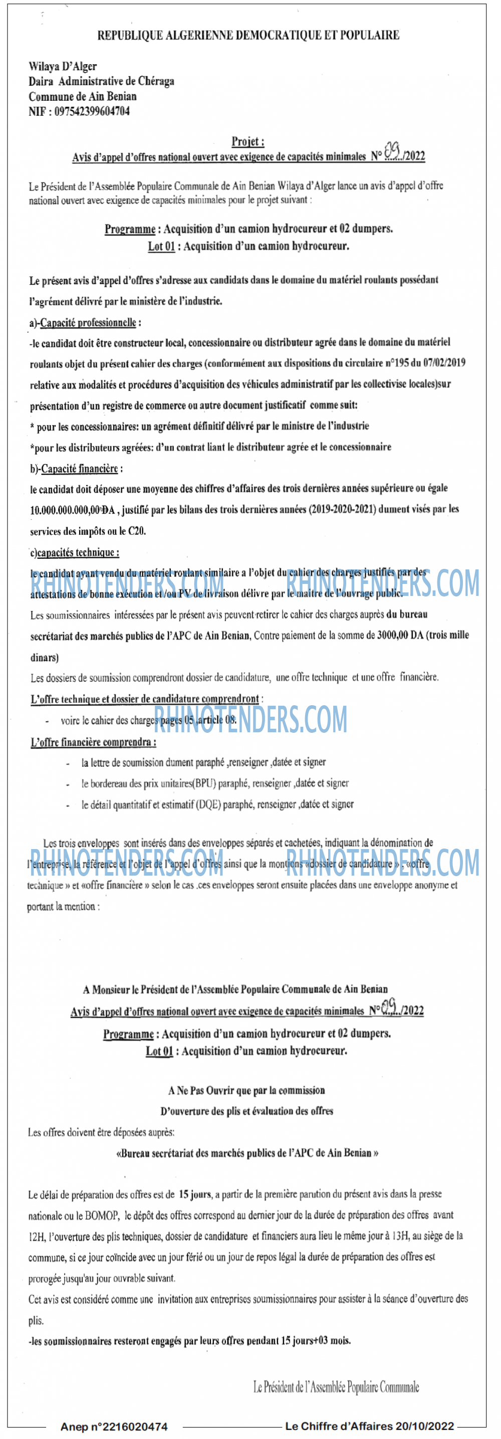 Le Chiffre d'Affaires