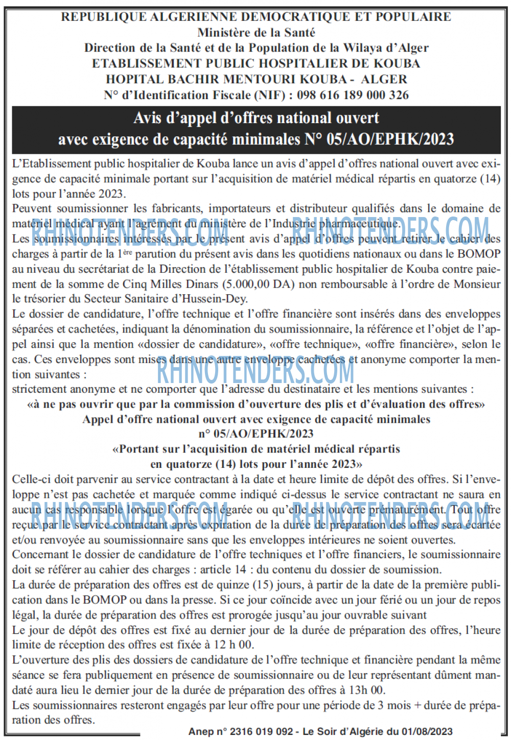 LE SOIR D'ALGERIE