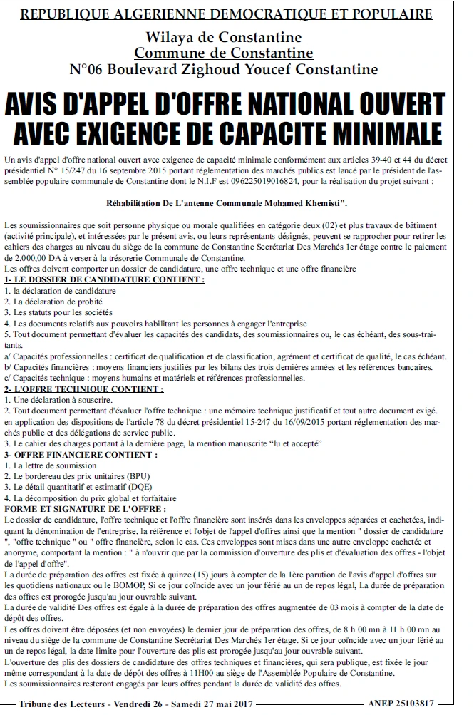 TRIBUNE DES LECTEURS