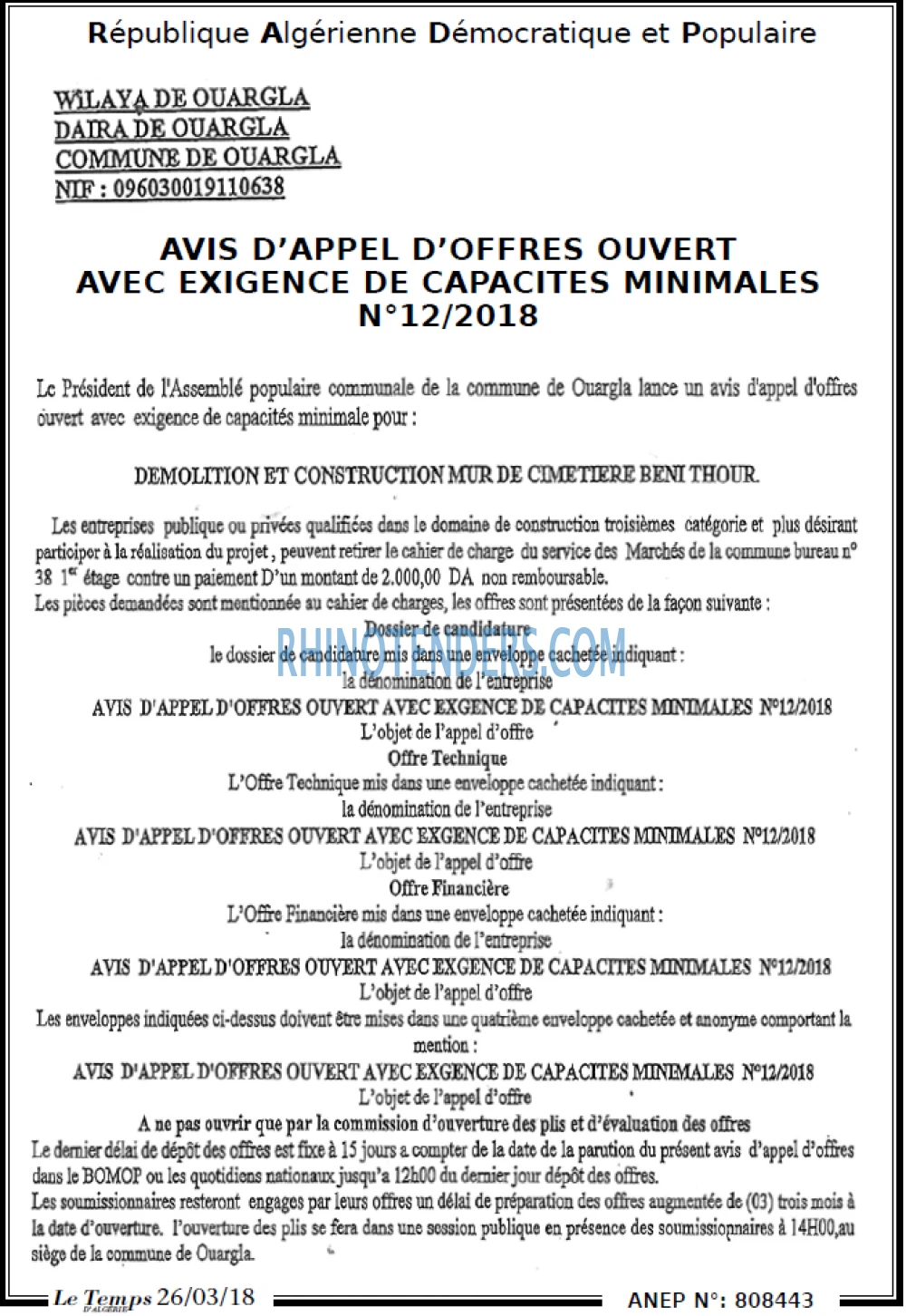 TRANSACTION D'ALGERIE