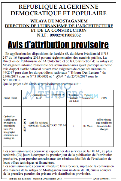 TRIBUNE DES LECTEURS
