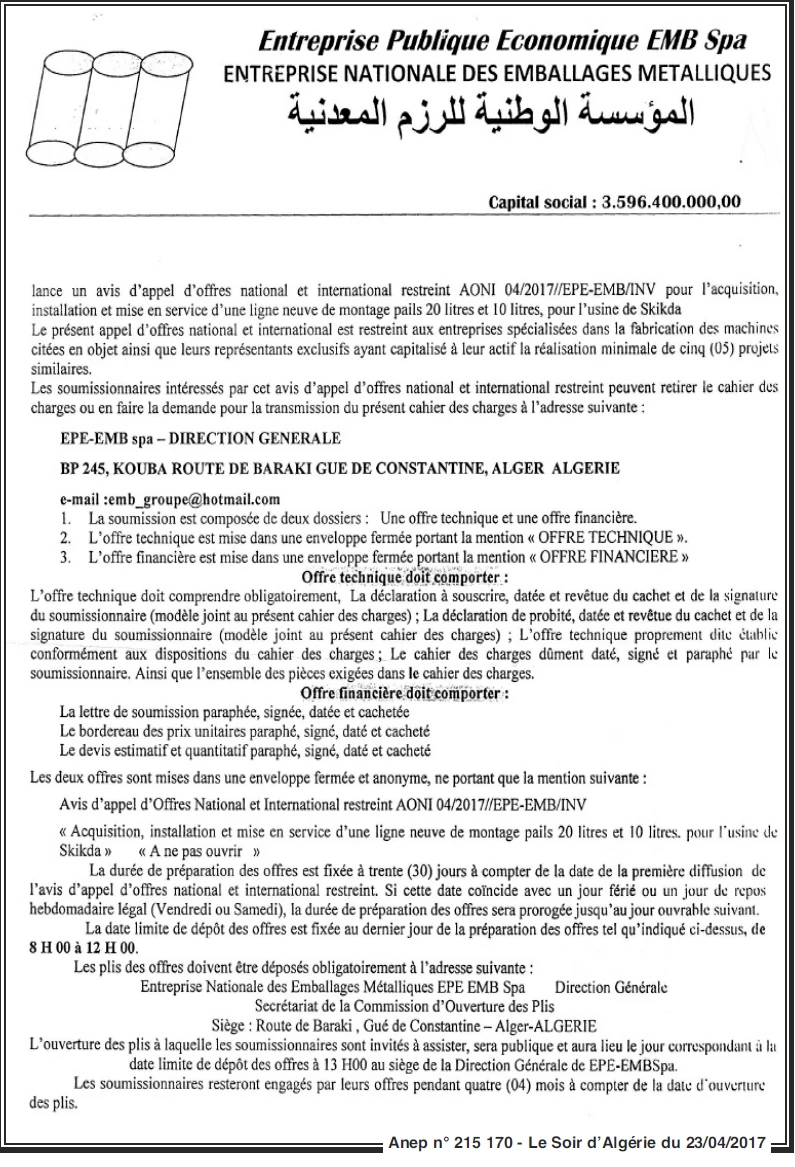 LE SOIR D'ALGERIE