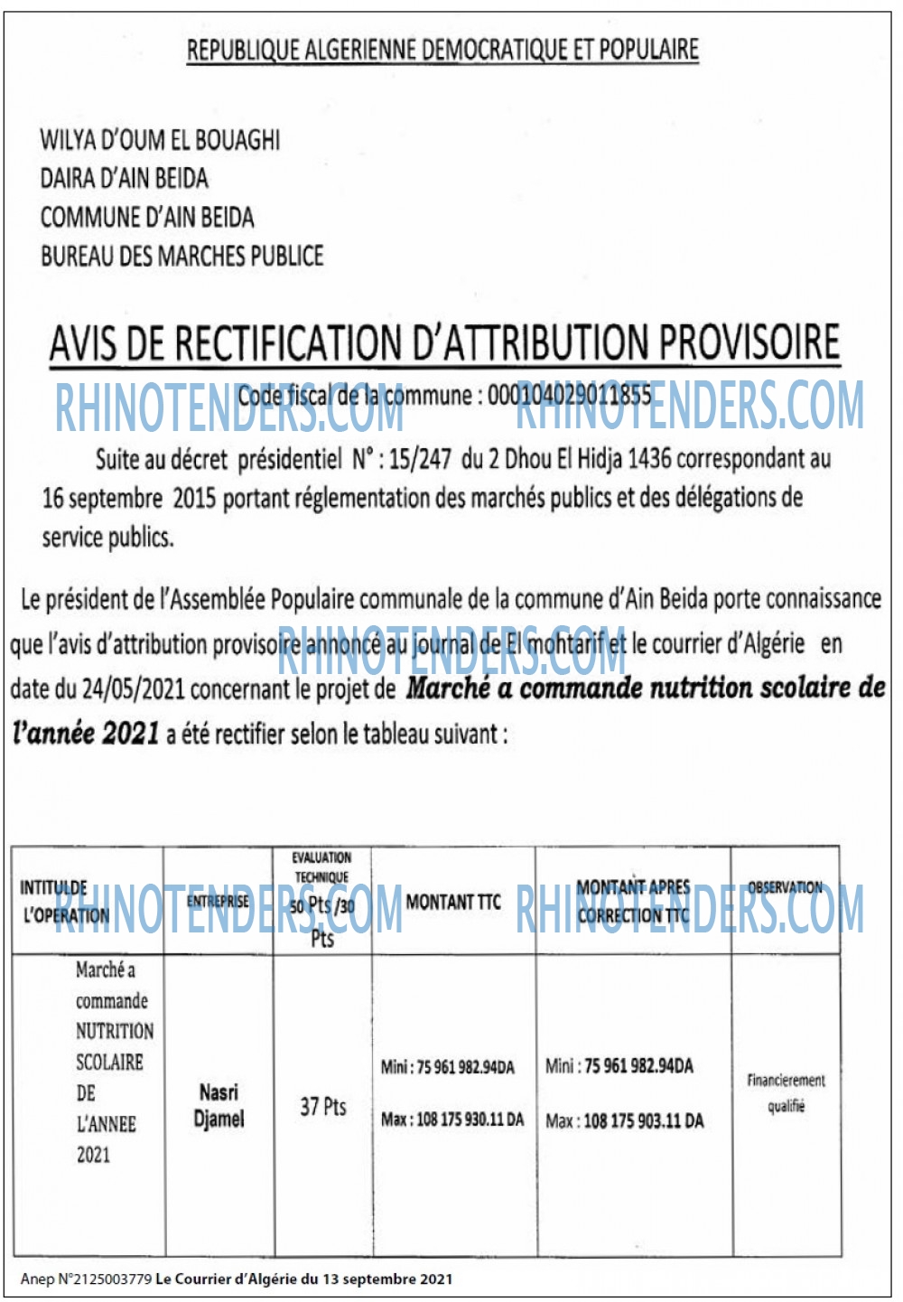 Le Courrier d'Algerie