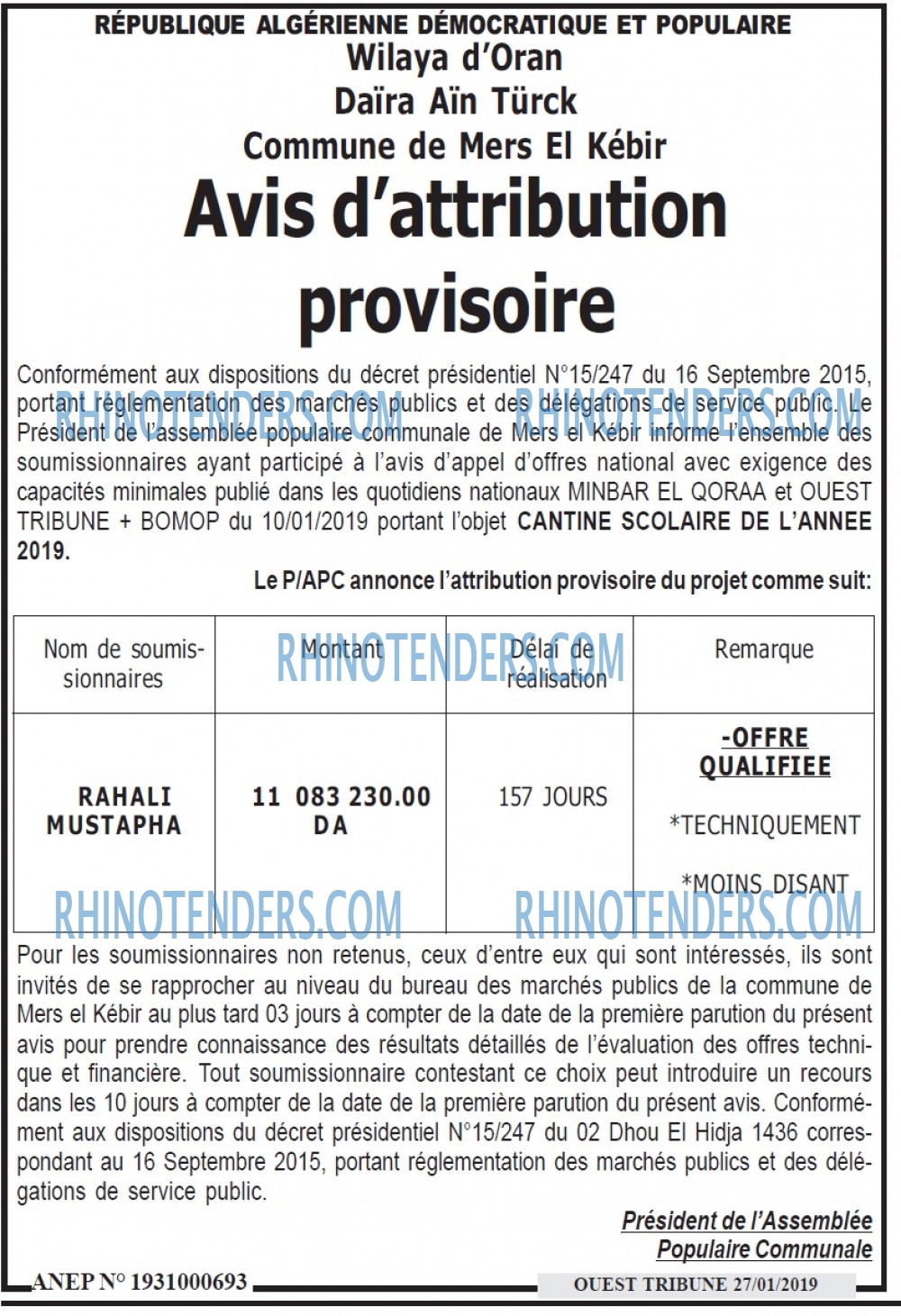 ouest TRIBUNE