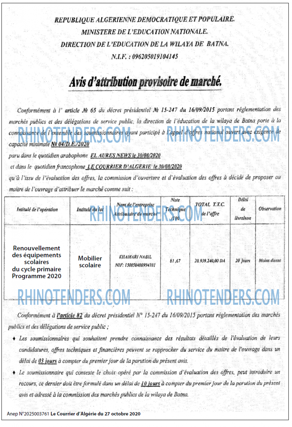 Le Courrier d'Algerie