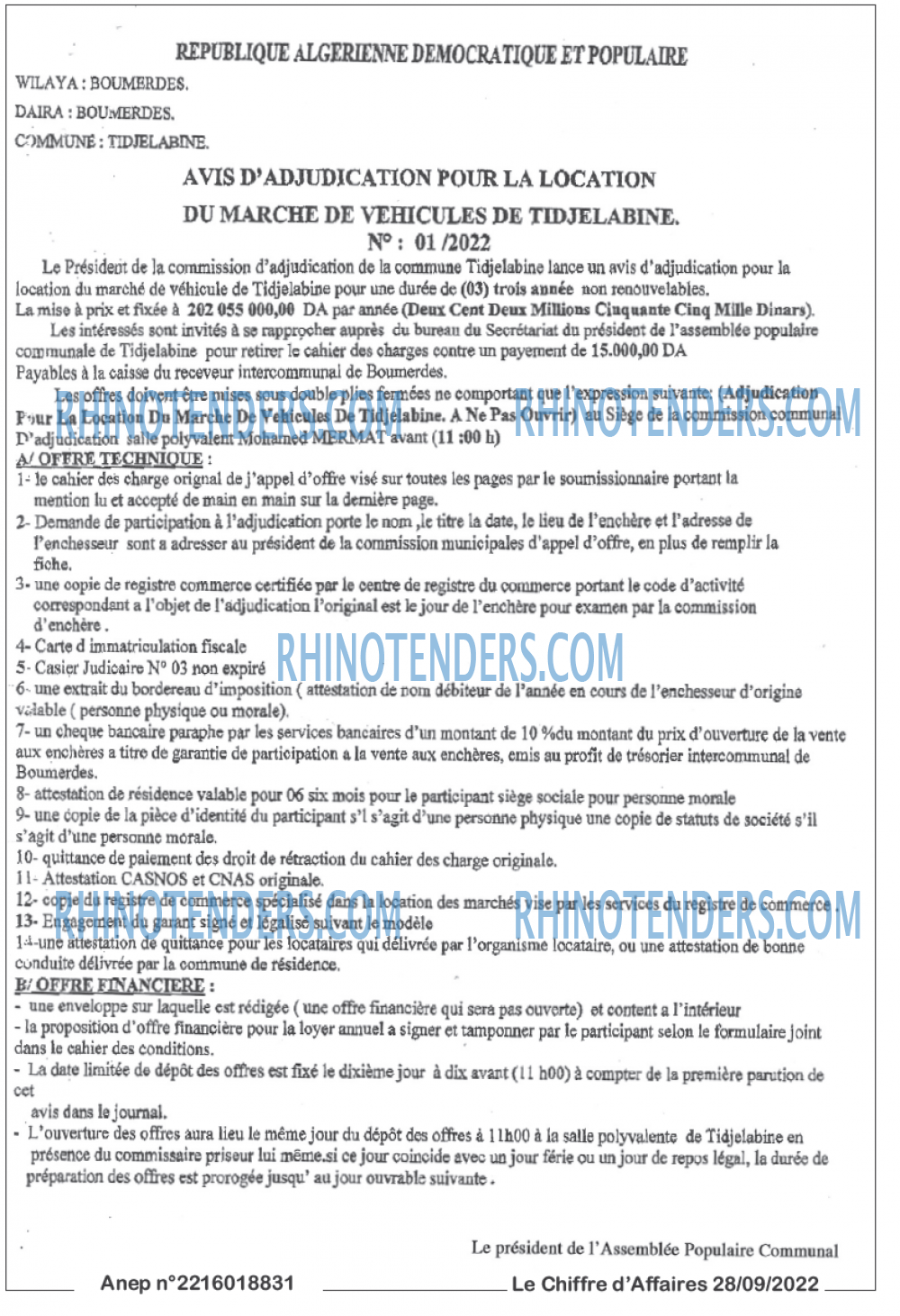 Le Chiffre d'Affaires