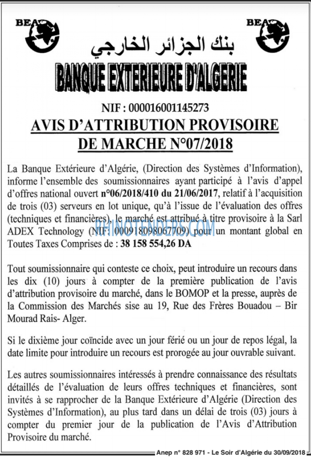 LE SOIR D'ALGERIE