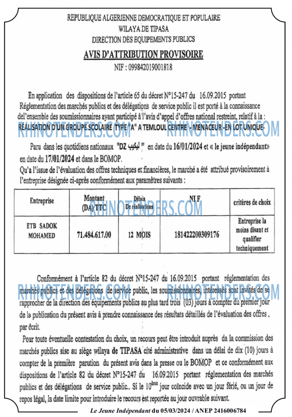Le jeune indépendant