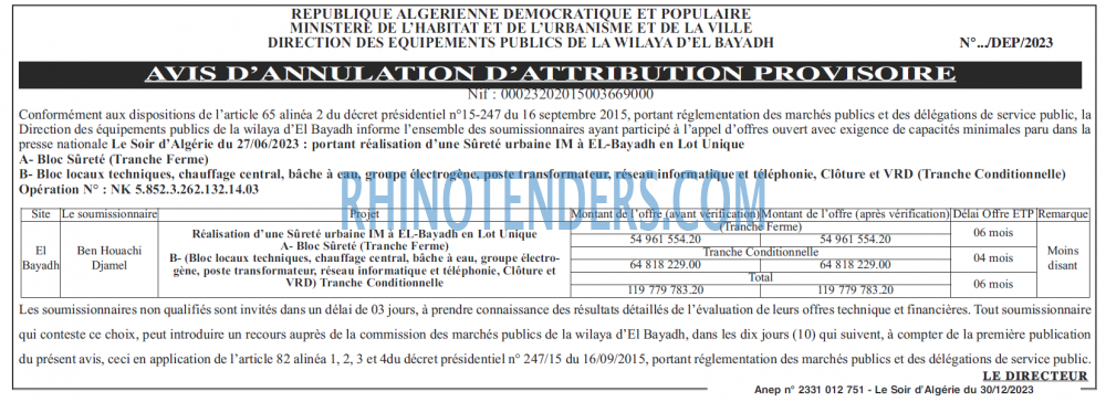 LE SOIR D'ALGERIE