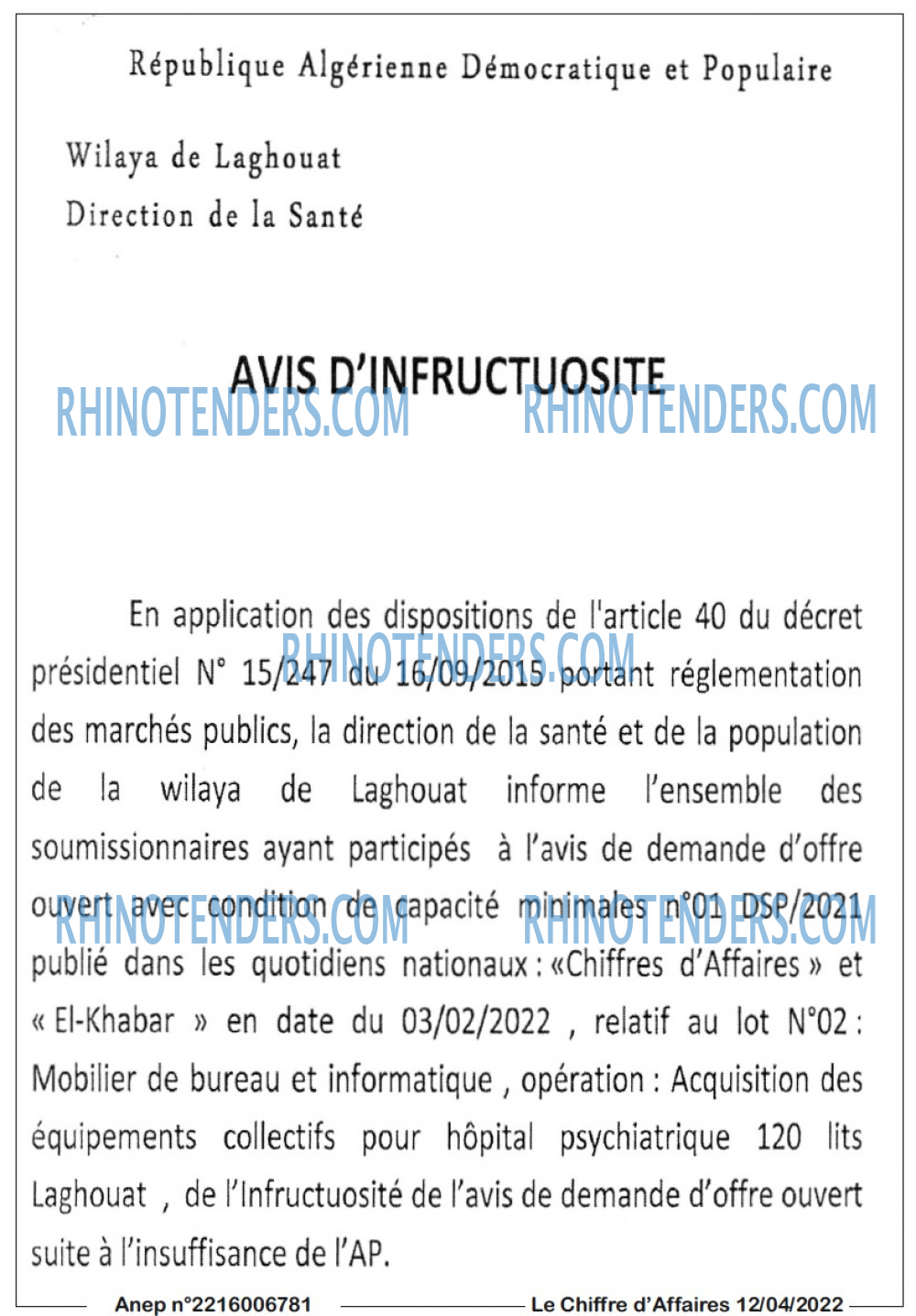 Le Chiffre d'Affaires