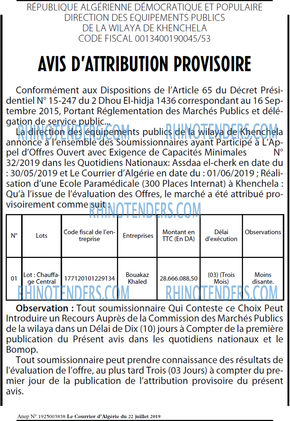 Le Courrier d'Algerie