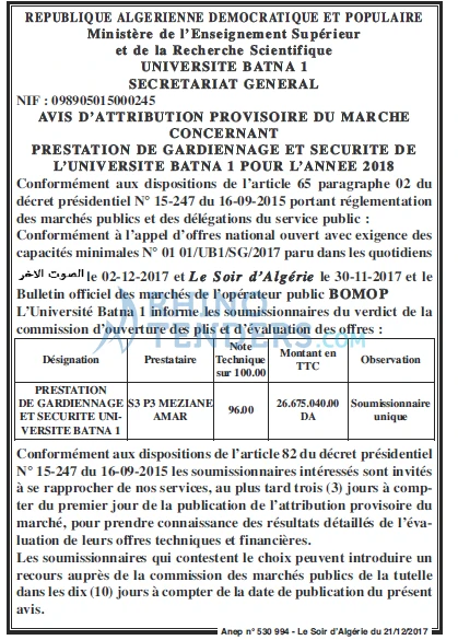 LE SOIR D'ALGERIE