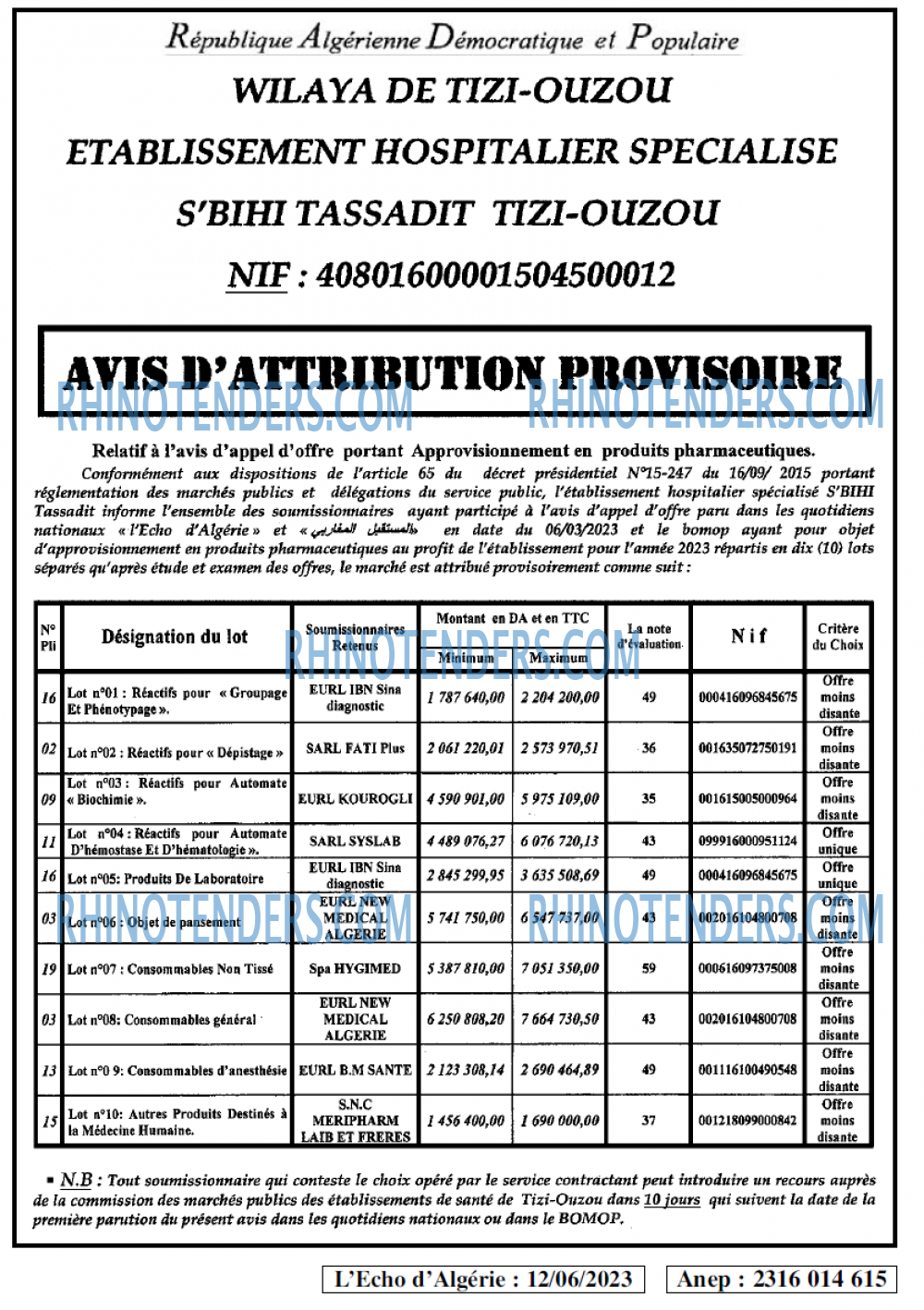 L'ECHO D'ALGERIE