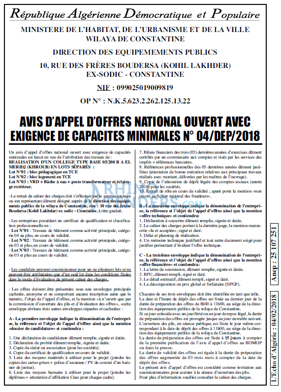 L'ECHO D'ALGERIE
