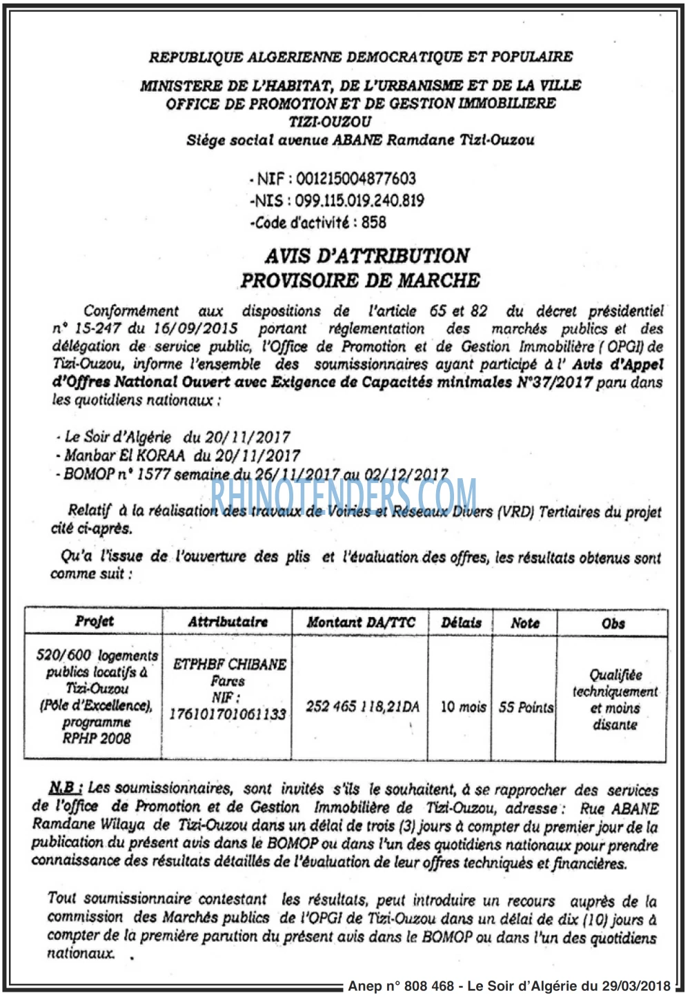 LE SOIR D'ALGERIE