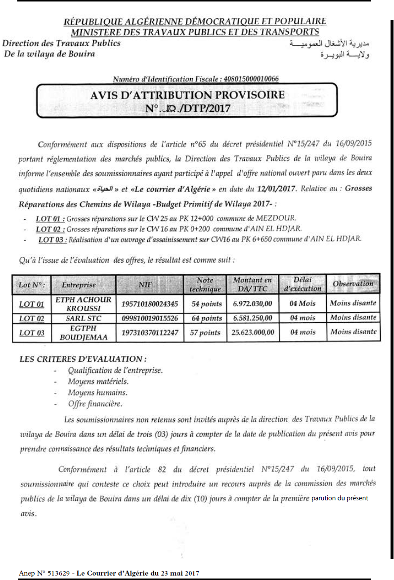 Le Courrier d'Algerie