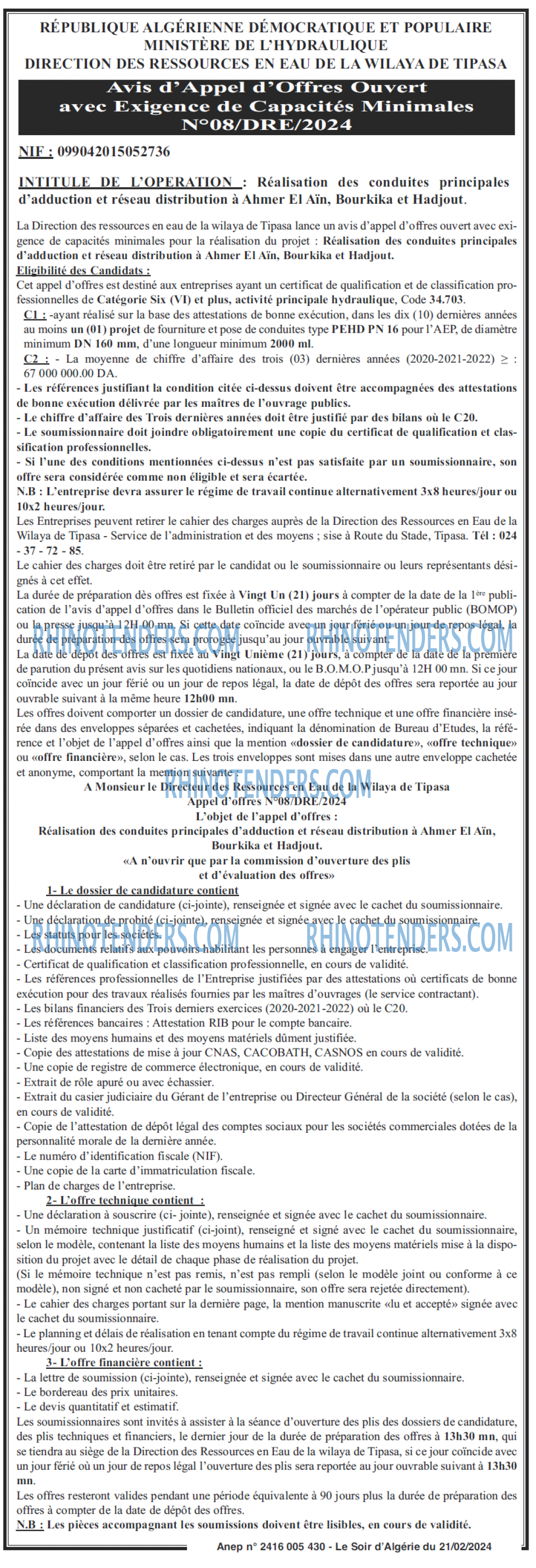 LE SOIR D'ALGERIE