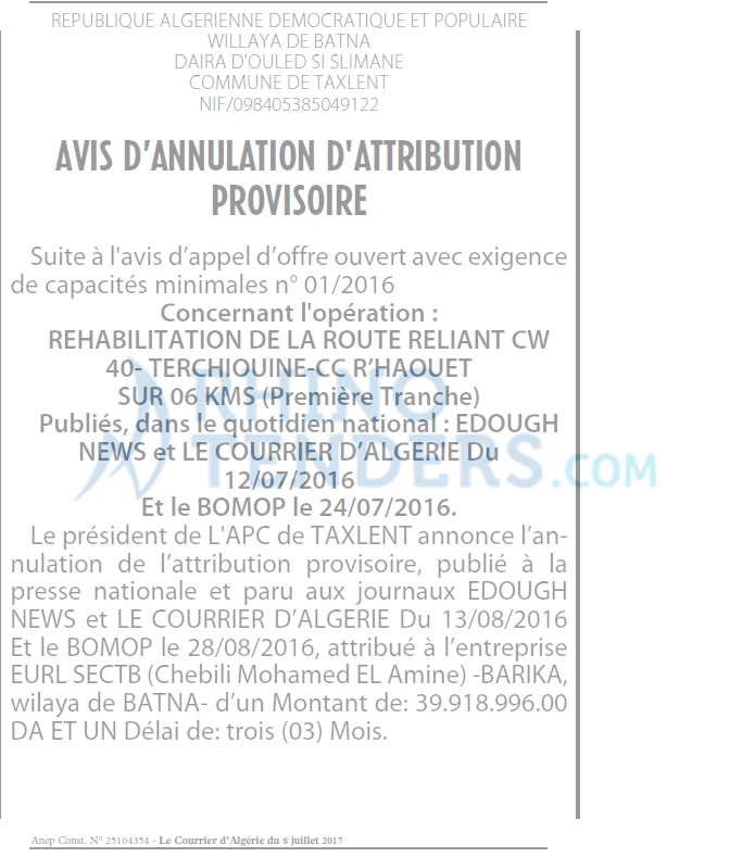 Le Courrier d'Algerie