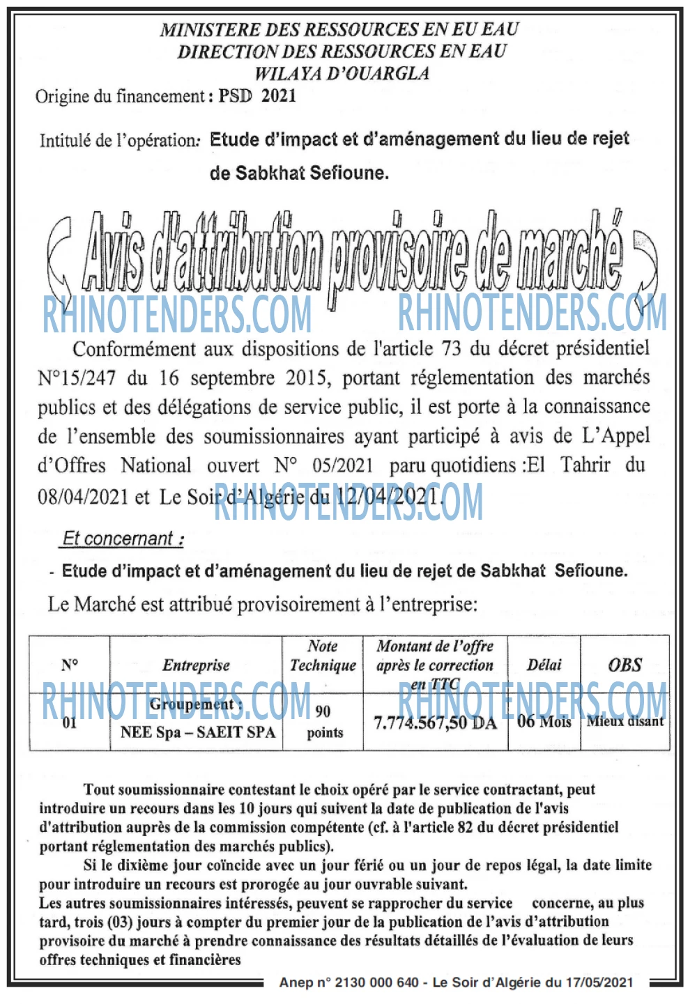 LE SOIR D'ALGERIE