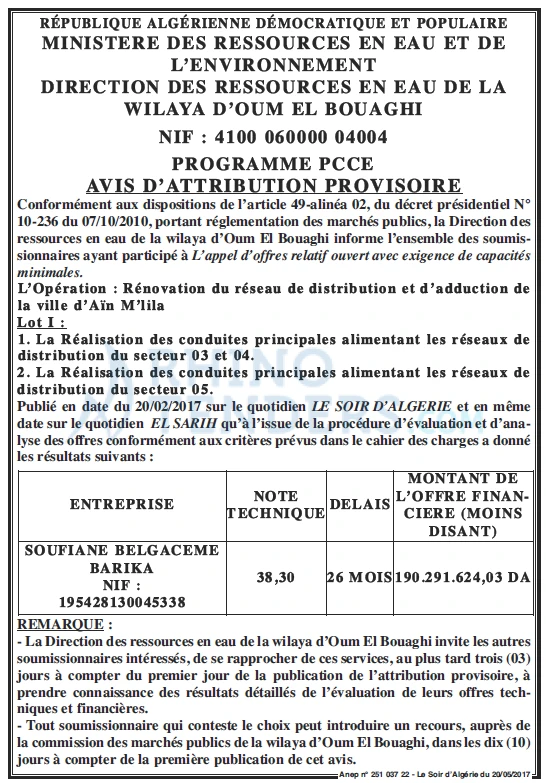 LE SOIR D'ALGERIE