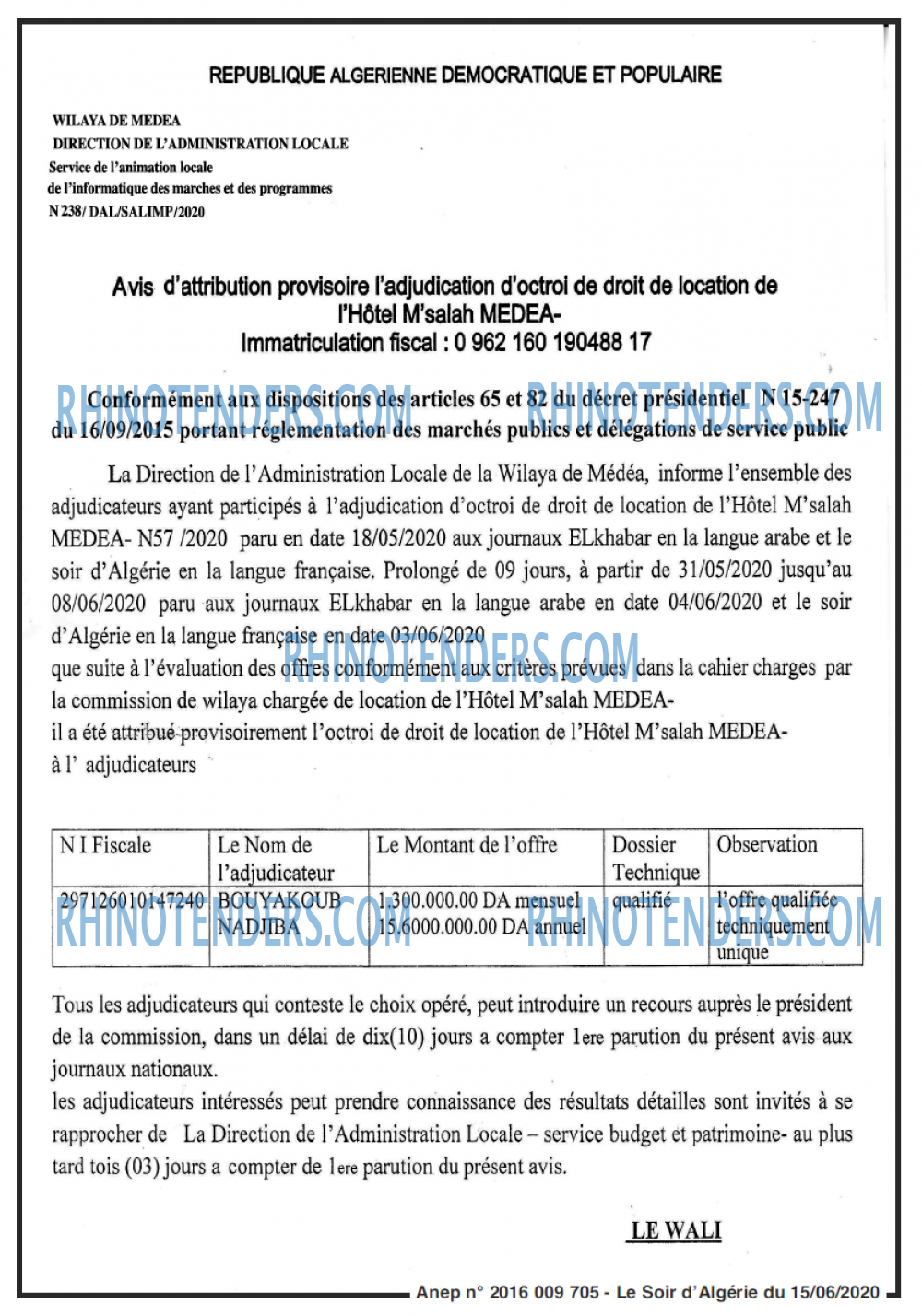 LE SOIR D'ALGERIE