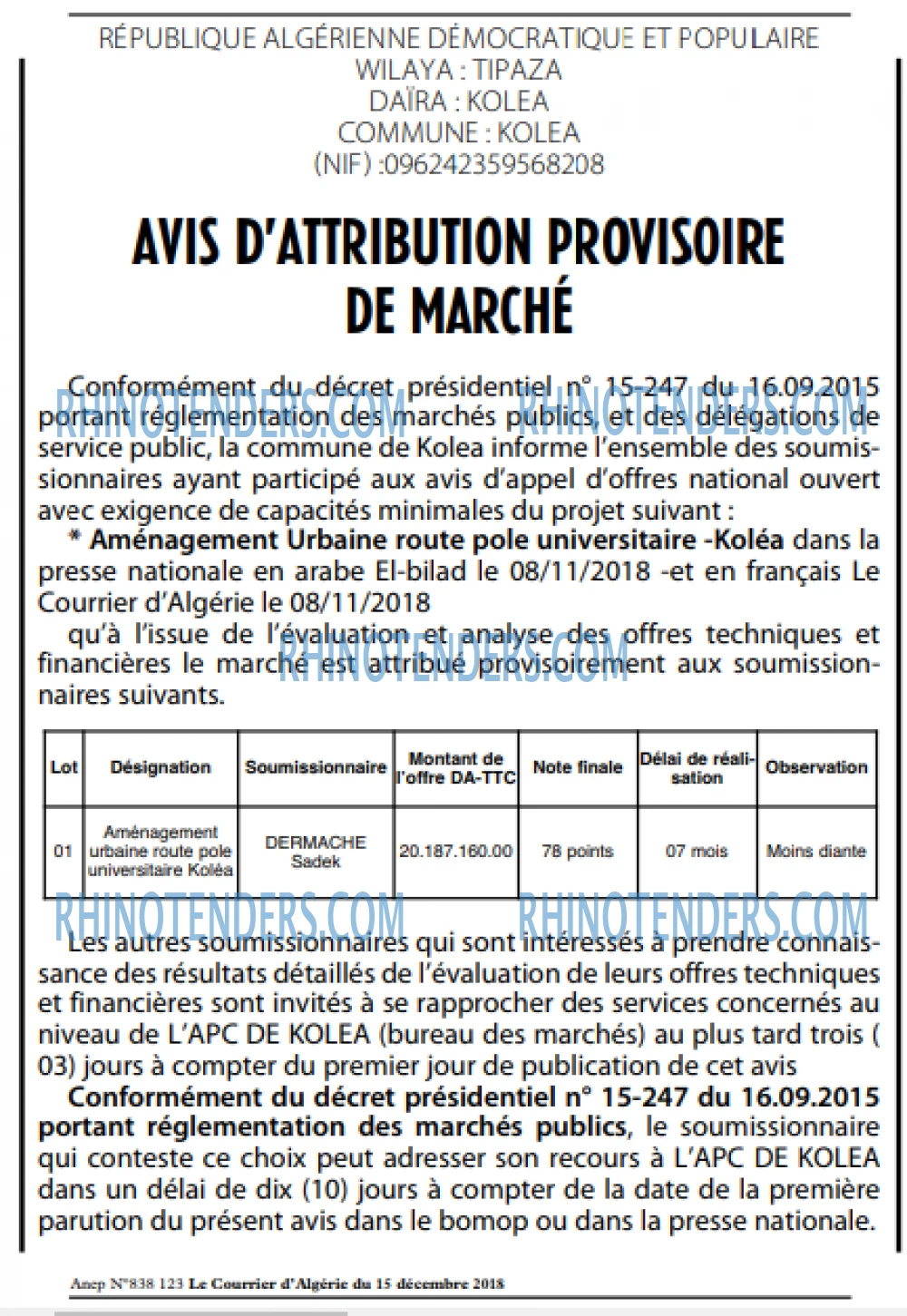 Le Courrier d'Algerie