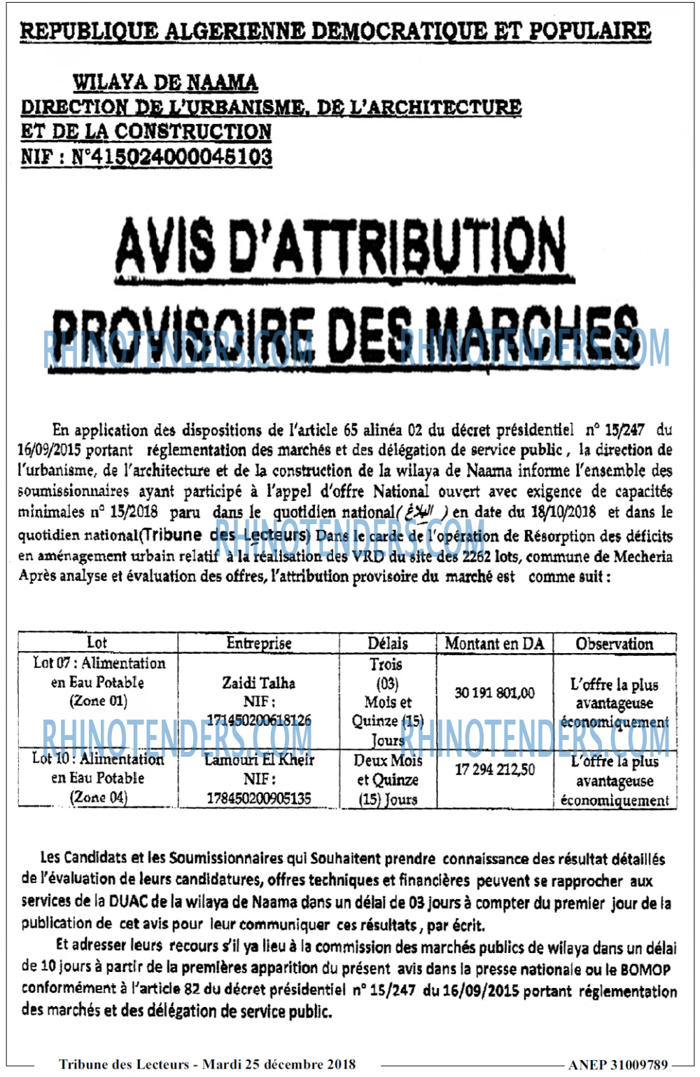 TRIBUNE DES LECTEURS