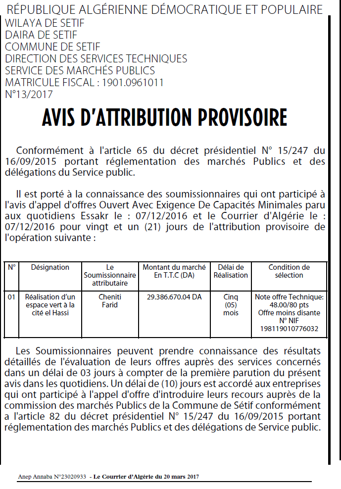 Le Courrier d'Algerie
