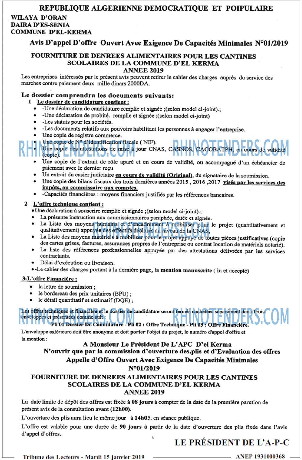 TRIBUNE DES LECTEURS