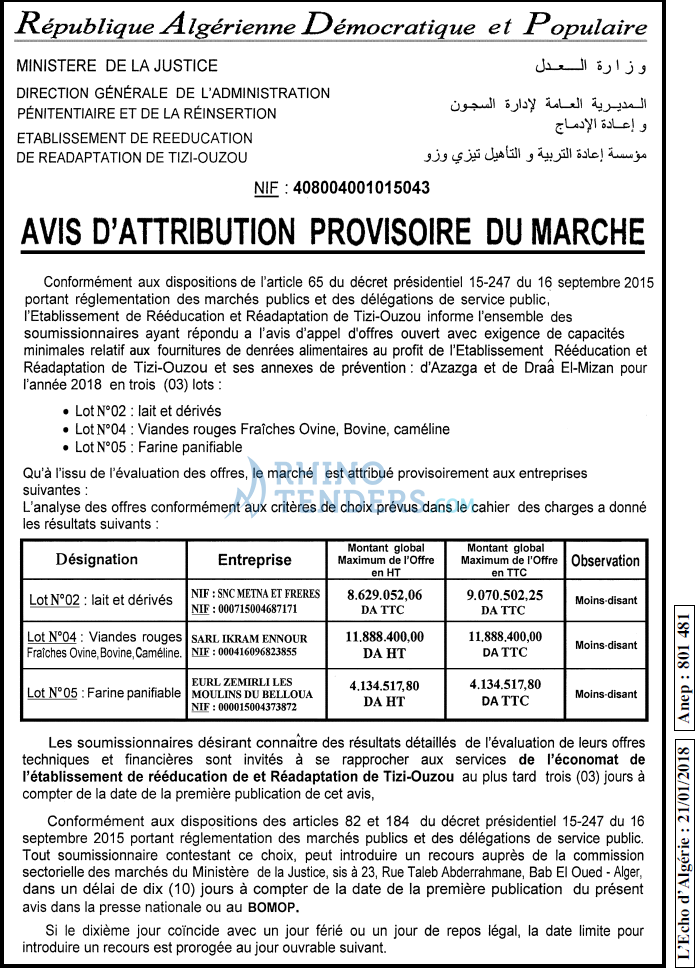 L'ECHO D'ALGERIE