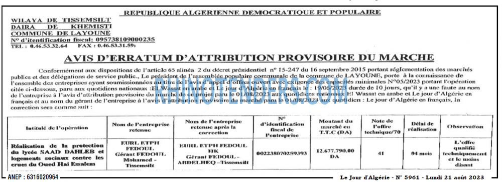 Le Jour d'Algérie