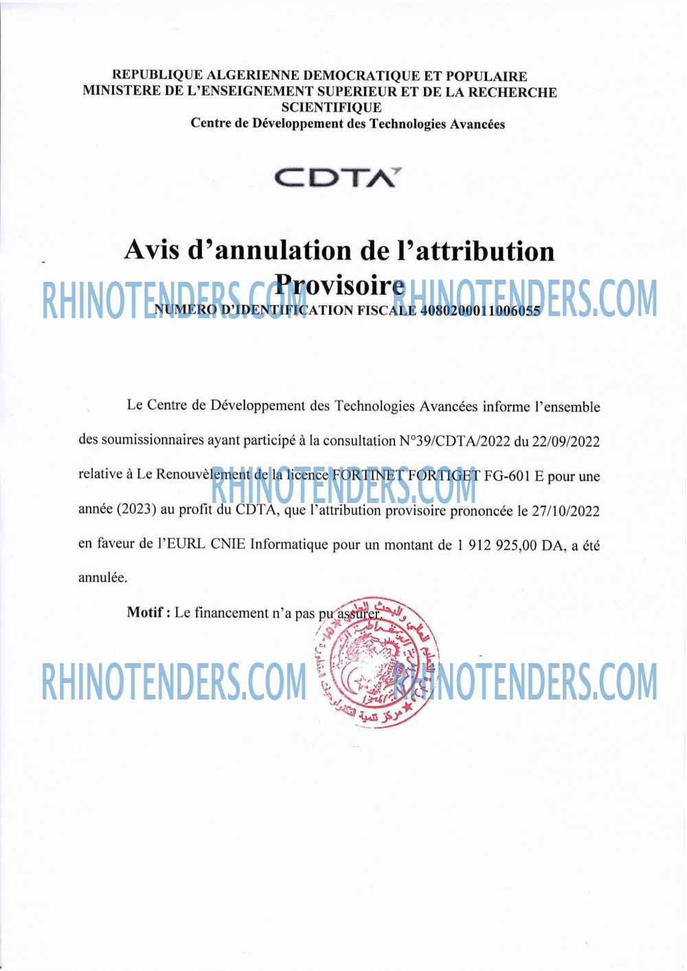 CDTA - Centre De Développement Des Technologies Avancées