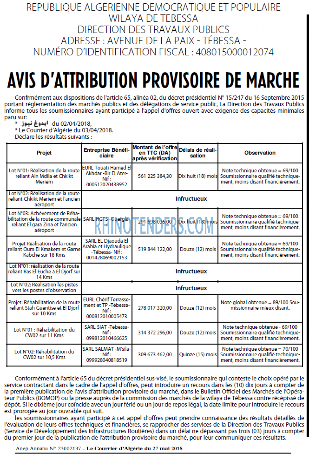 Le Courrier d'Algerie