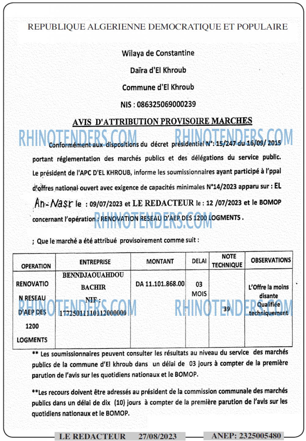 LE REDACTEUR