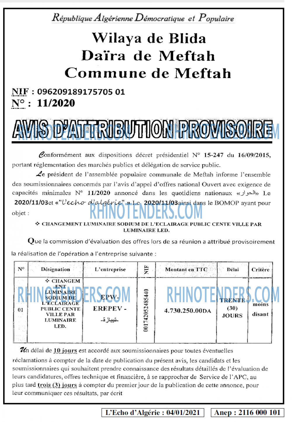 L'ECHO D'ALGERIE