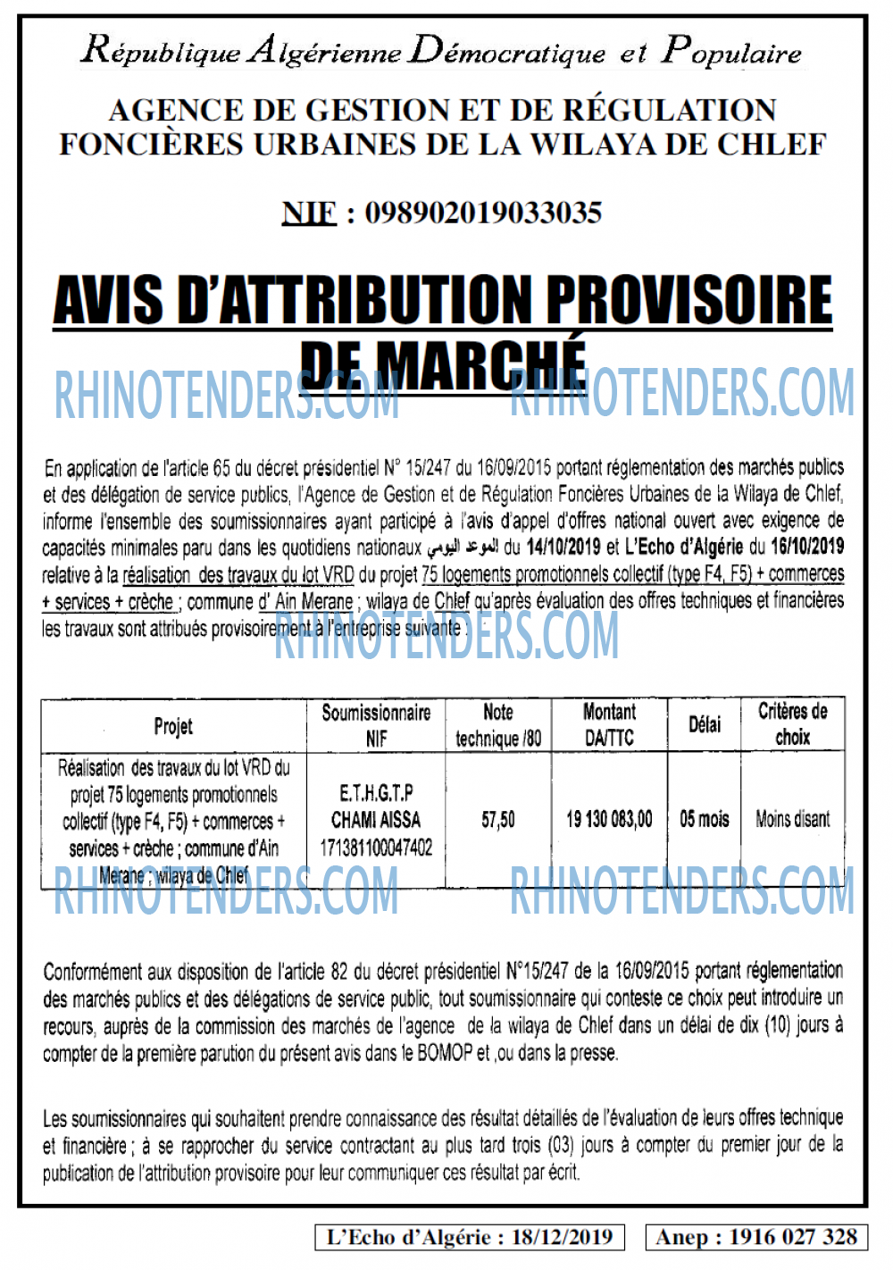 L'ECHO D'ALGERIE