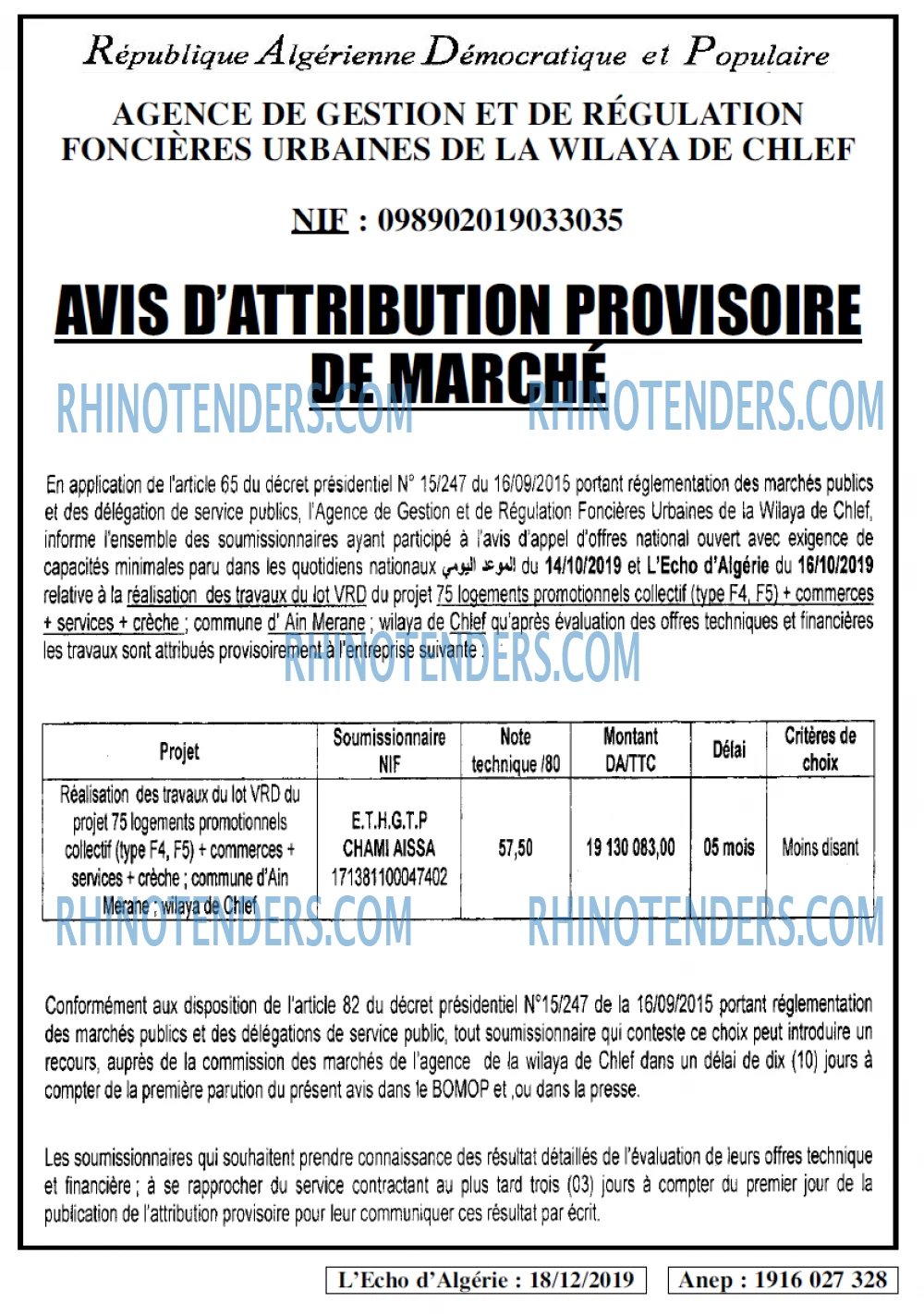 L'ECHO D'ALGERIE
