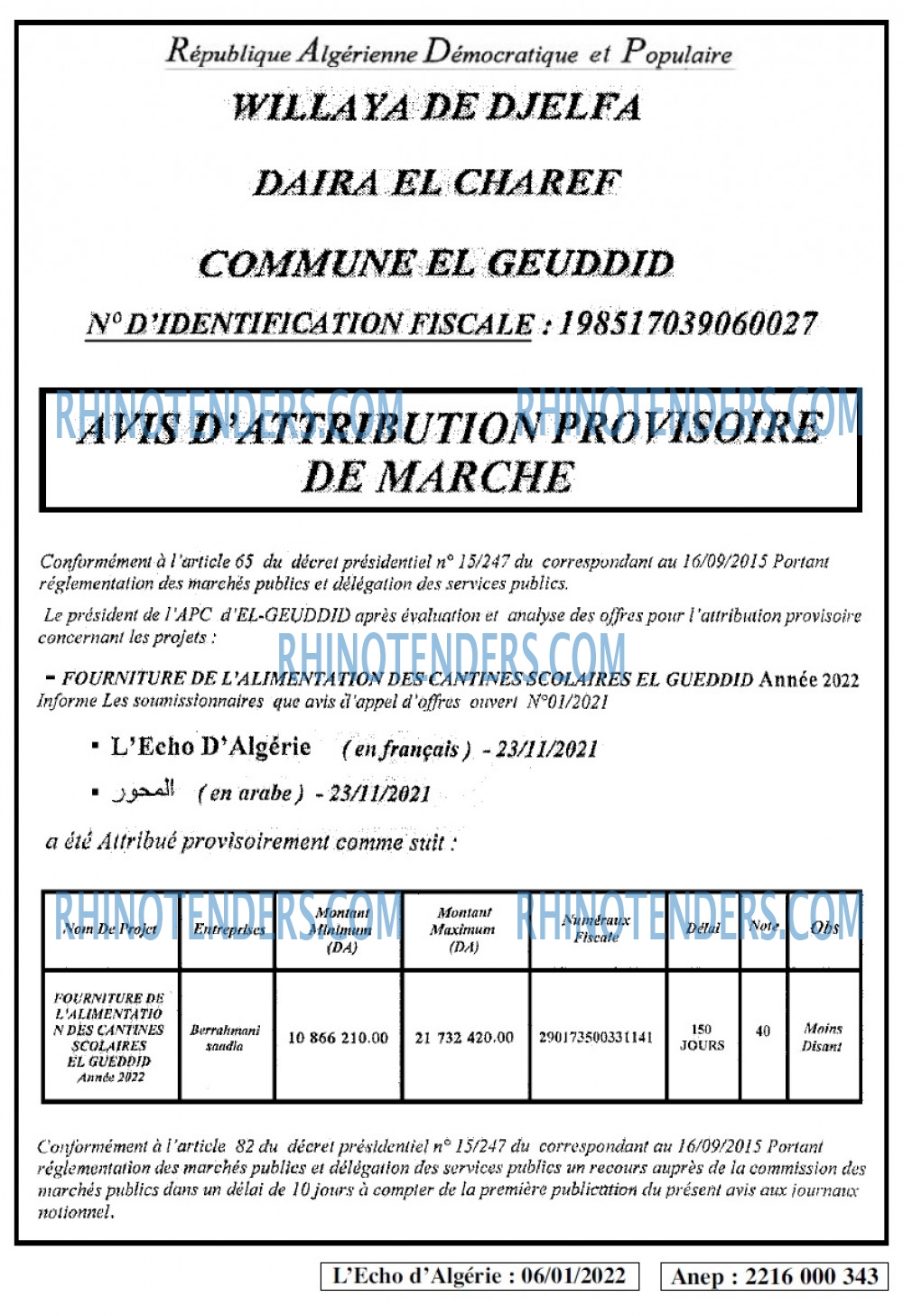 L'ECHO D'ALGERIE