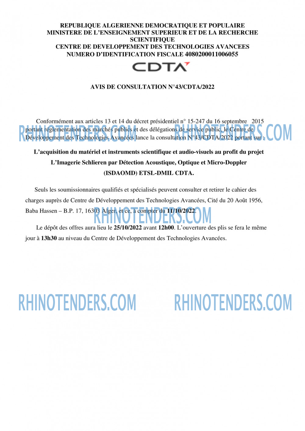 CDTA - Centre De Développement Des Technologies Avancées