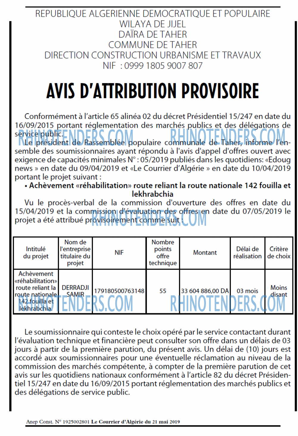 Le Courrier d'Algerie