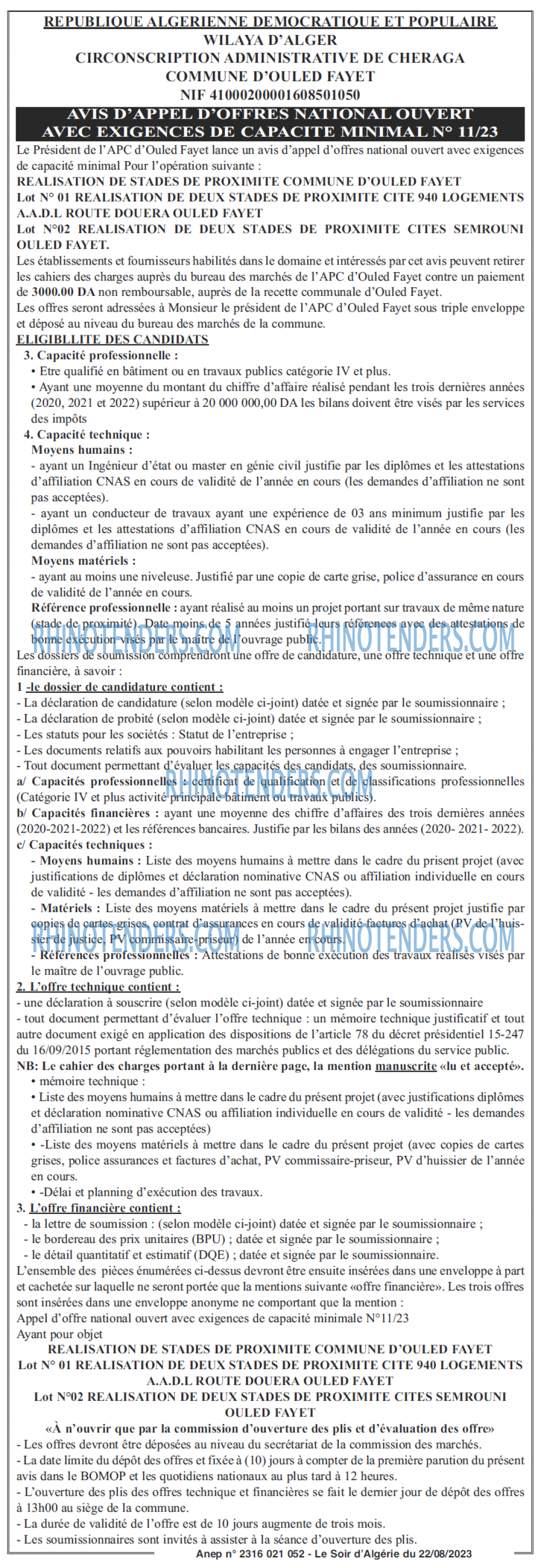 LE SOIR D'ALGERIE