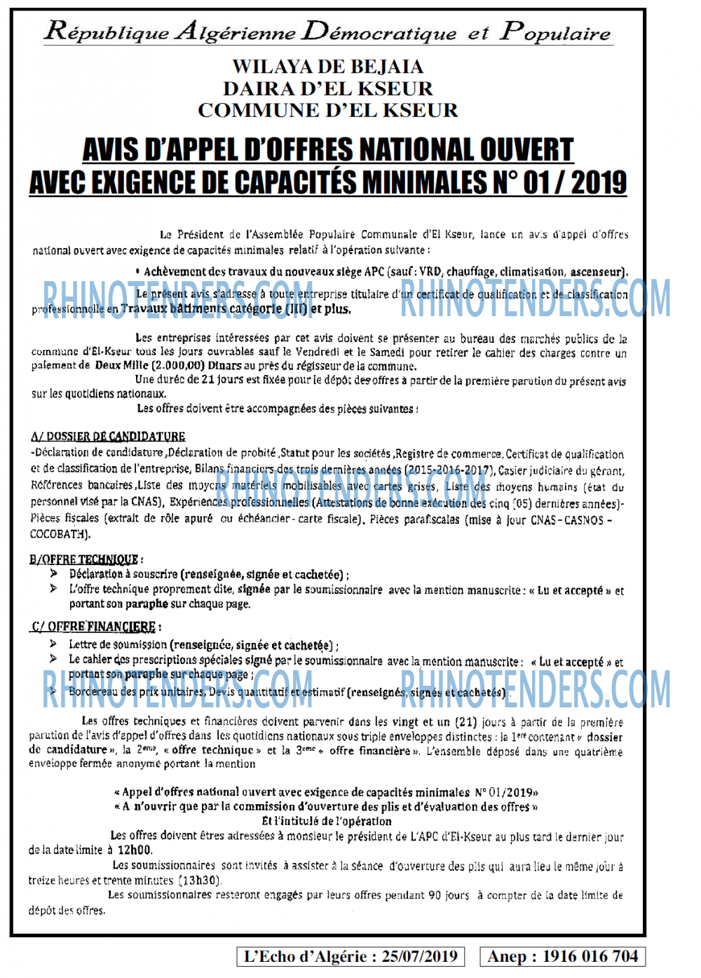 L'ECHO D'ALGERIE