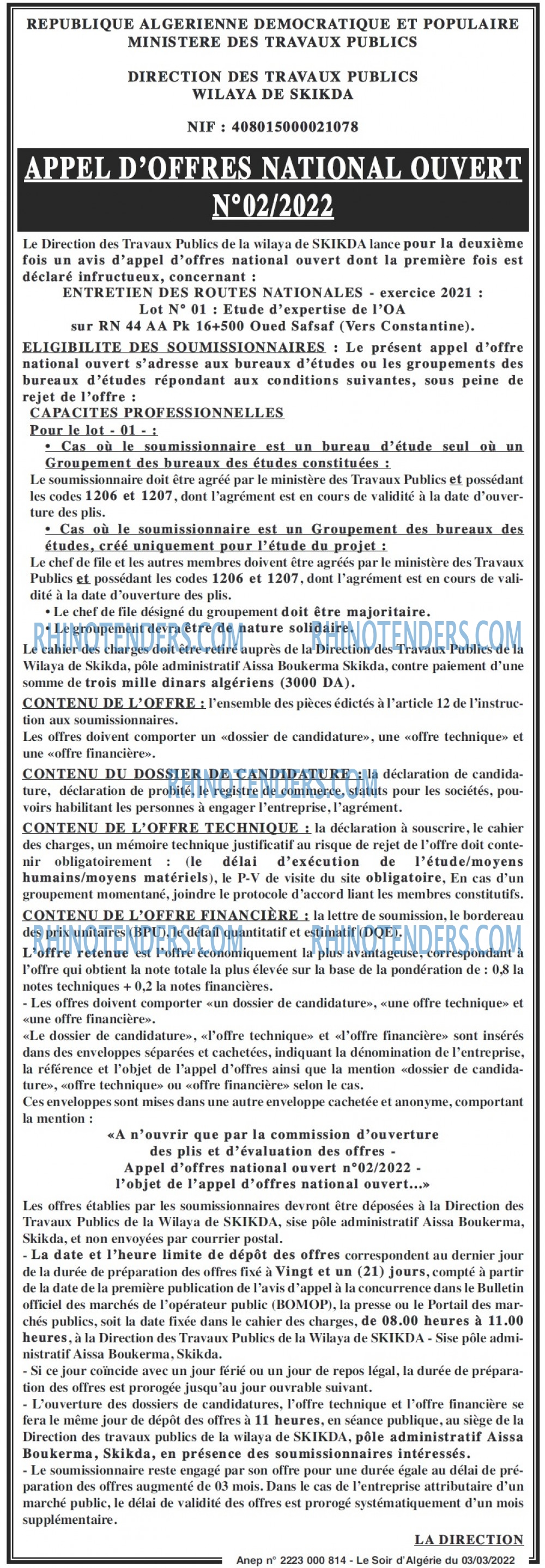 LE SOIR D'ALGERIE