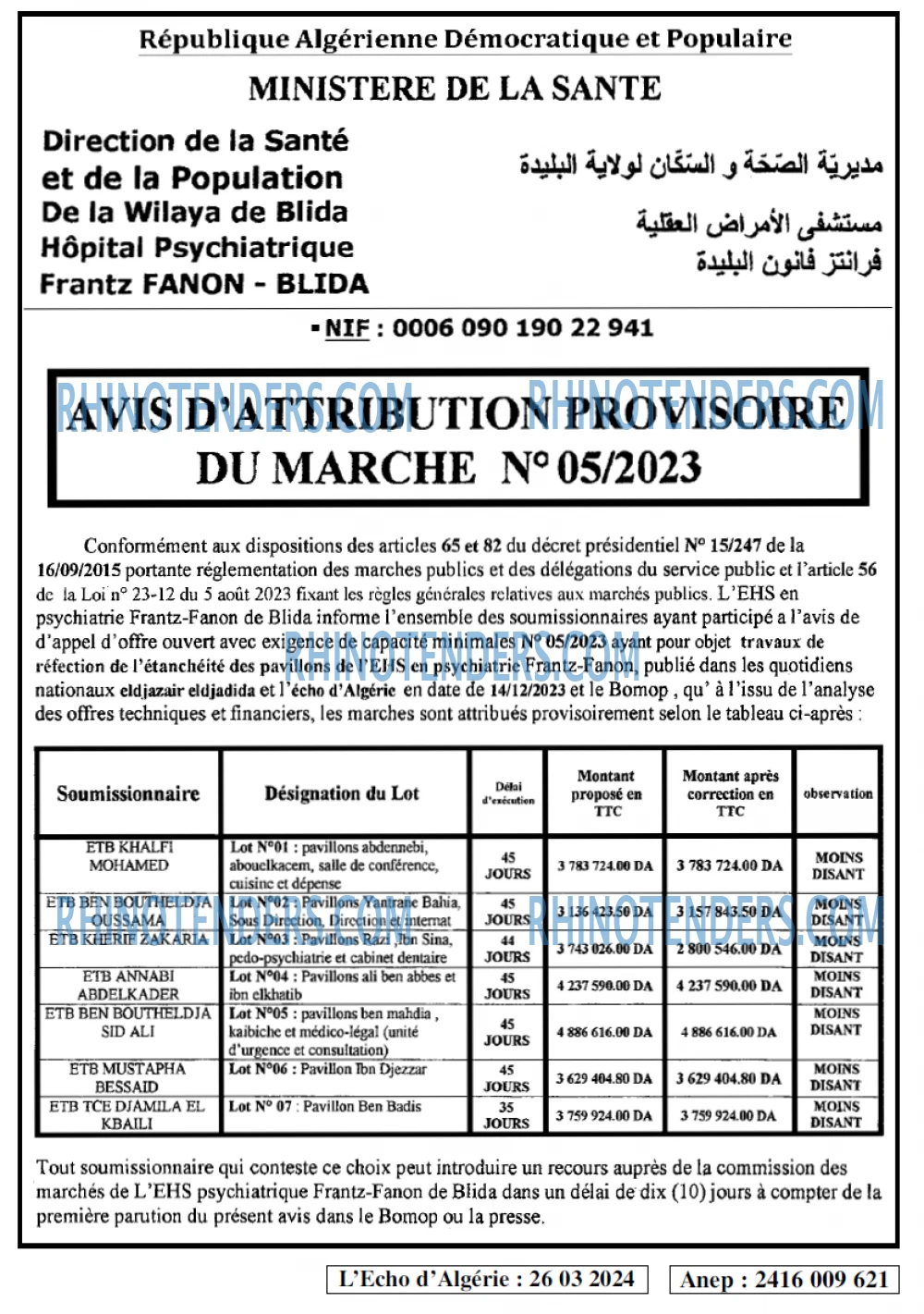 L'ECHO D'ALGERIE